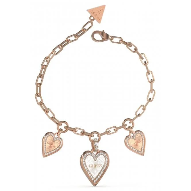 Mixed metal bracelets-Ladies Love Me Tender Silver Rose Gold Crystal Bracelet UBB03235RHRGL