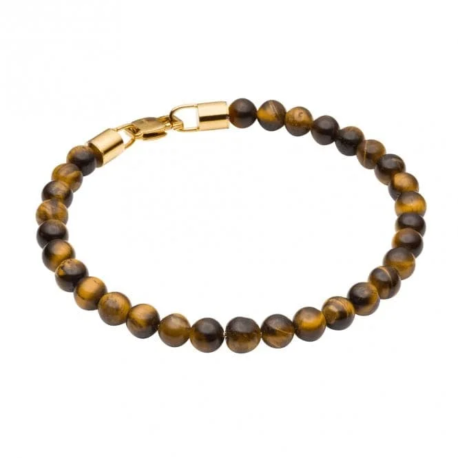 Shiny link bracelets-Brown Tigers Eye Beaded Bracelet B5427Y