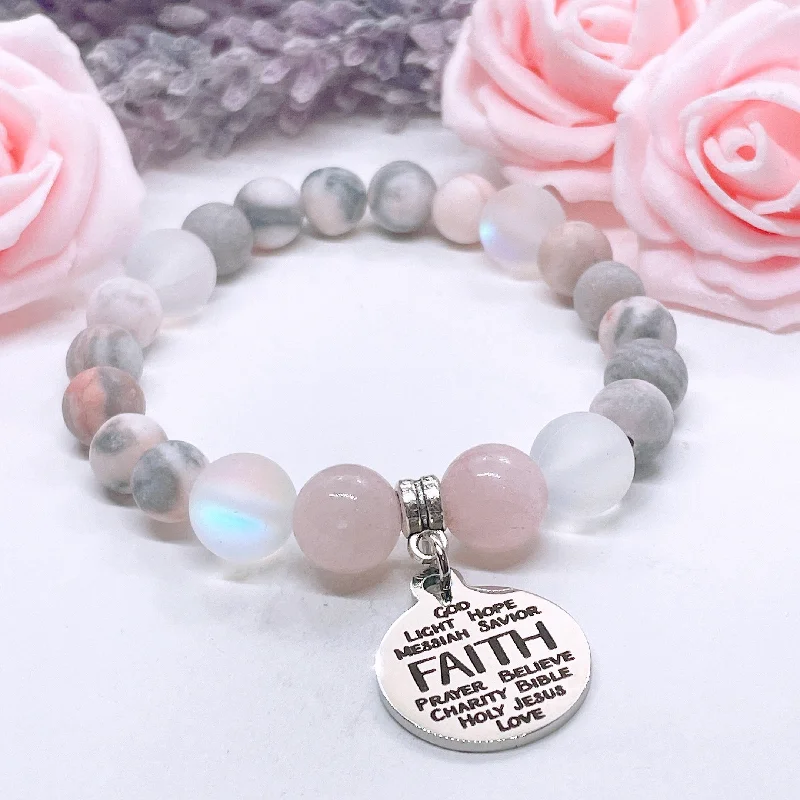 Pure shine bracelets-Faith Sentiments Classic Charm Bracelet Rose Quartz