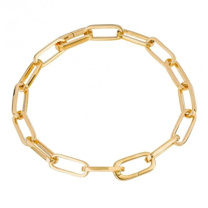 Pine grain bangles-Gold Plated Long Link Chain Bracelet B5391