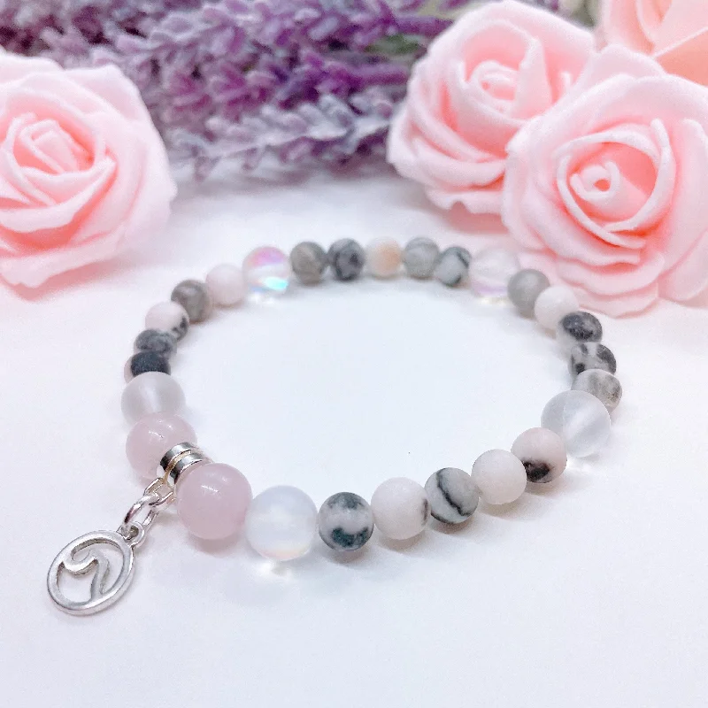 Rose quartz bangles-Wave Companion Charm Bracelet Rose Quartz