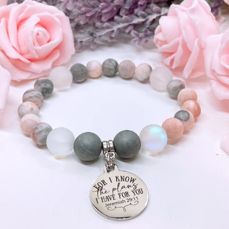 Soft wood bracelets-For I Know the Plans I Have for You Classic Charm Bracelet Druzy