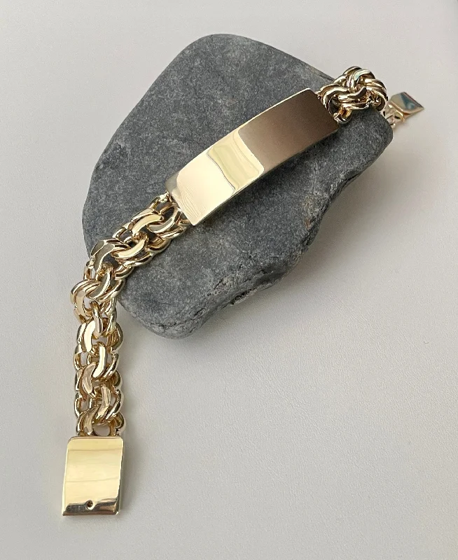 Flat metal bangles-14K Yellow Gold 10 mm Chino Link ID Bracelet