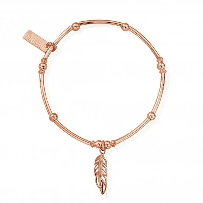 Shadow gothic bracelets-ChloBo Rose Gold Mini Noodle Ball Feather Bracelet RBMNB571