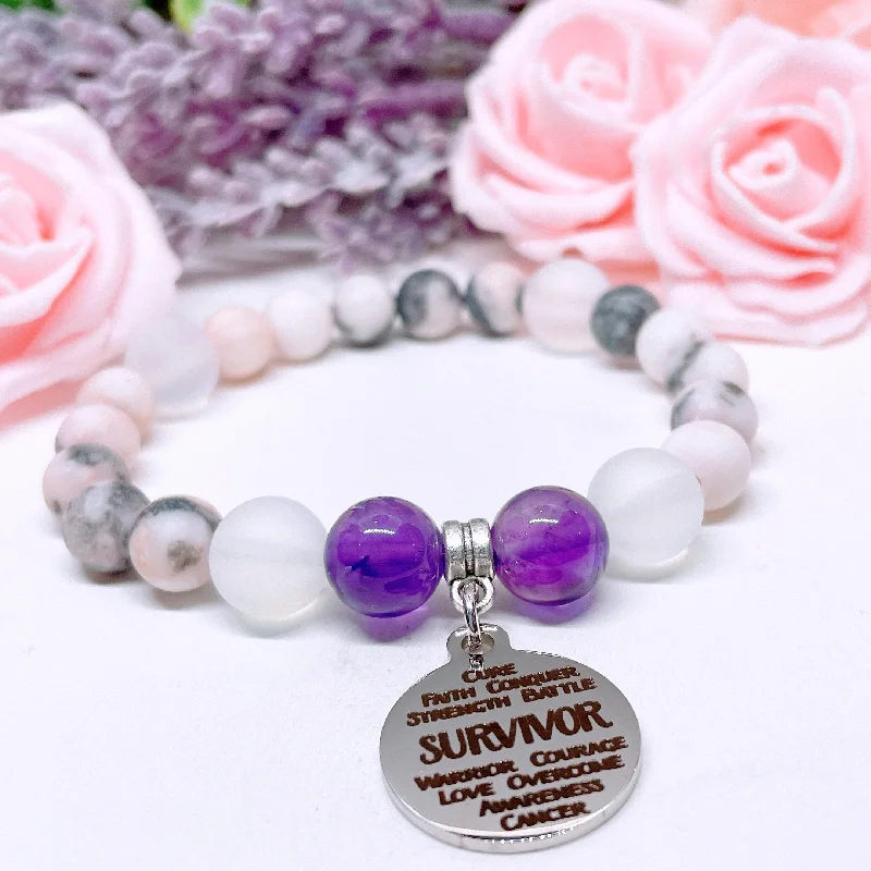 Soft enamel bracelets-Survivor Sentiments Classic Charm Bracelet Amethyst