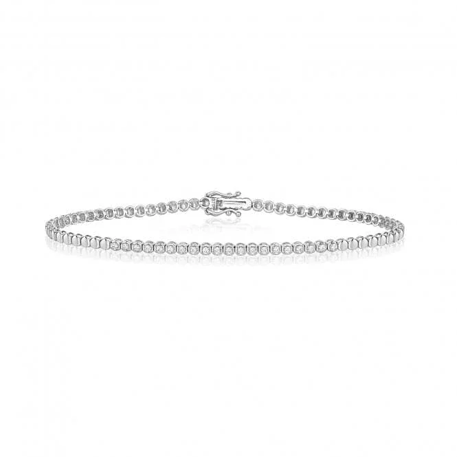 Ripple pattern bracelets-Diamond Jewellery 9ct White Gold Diamond Bracelet BD039W