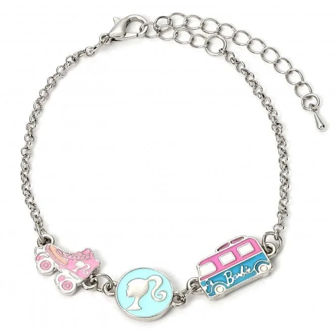 Aged deco bangles-Enamelled Fun Silhouette Skate Camper Van Charm Bracelet BMCB0009