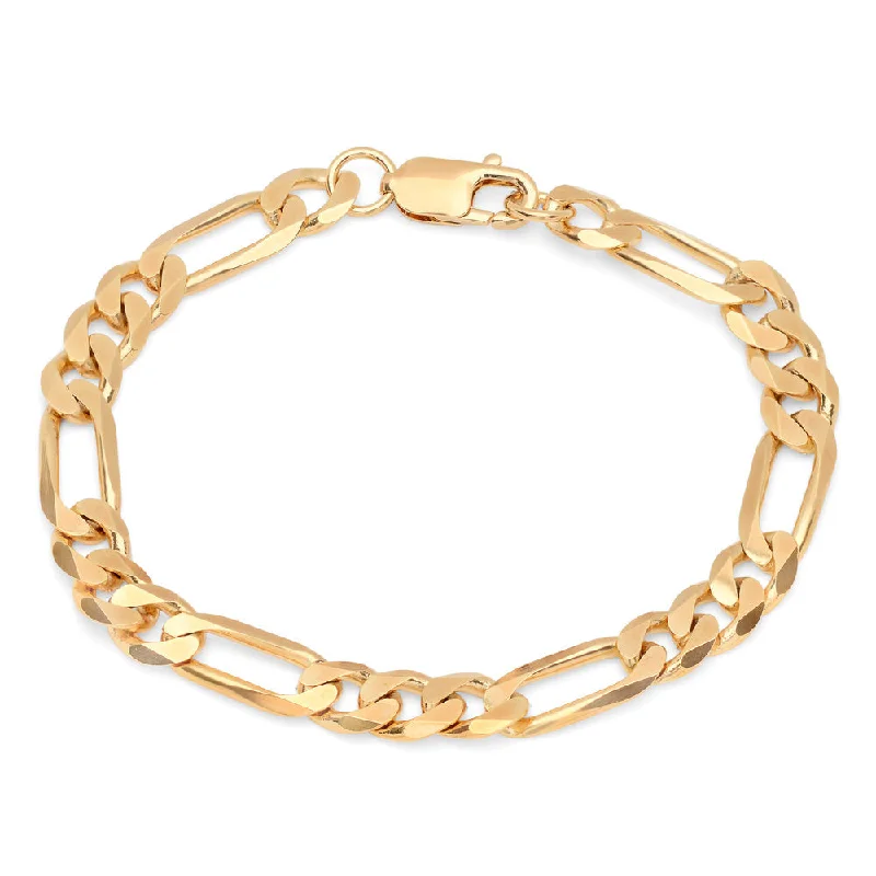 Ruby bracelets-Yellow Gold Plated 8mm Italian Figaro Bracelet (8.5 Inch)