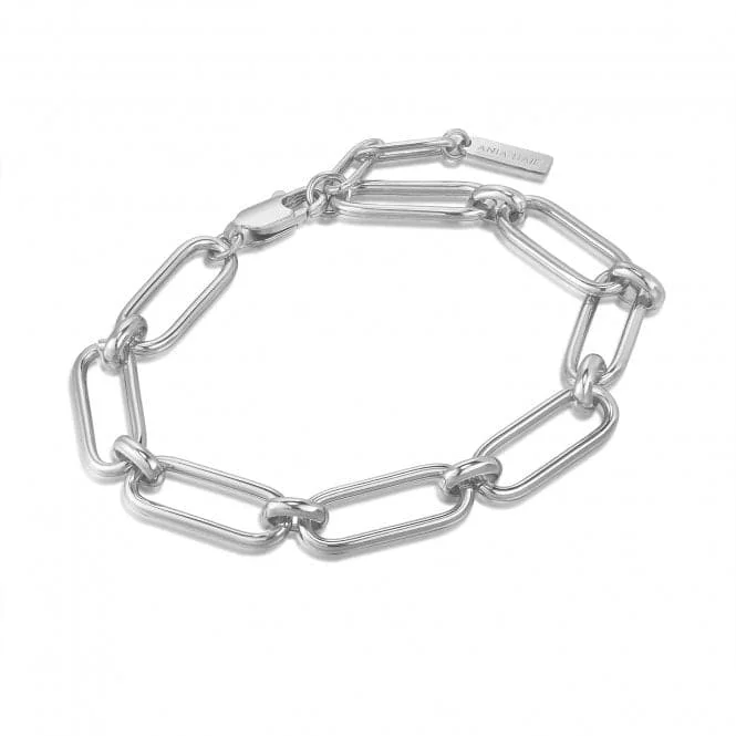 Clear star bangles-Silver Cable Connect Chunky Chain Bracelet  B046-02H