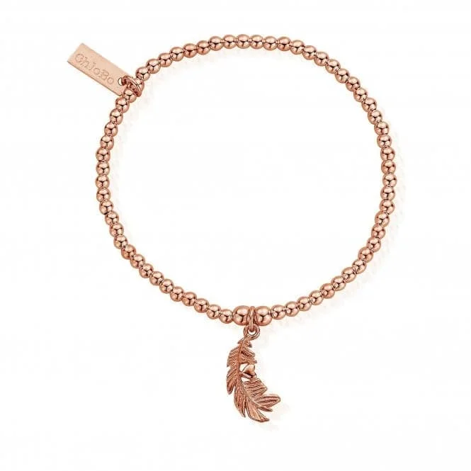 Pure shine bracelets-ChloBo Rose Gold Cute Charm feather Heart Bracelet RBCC597