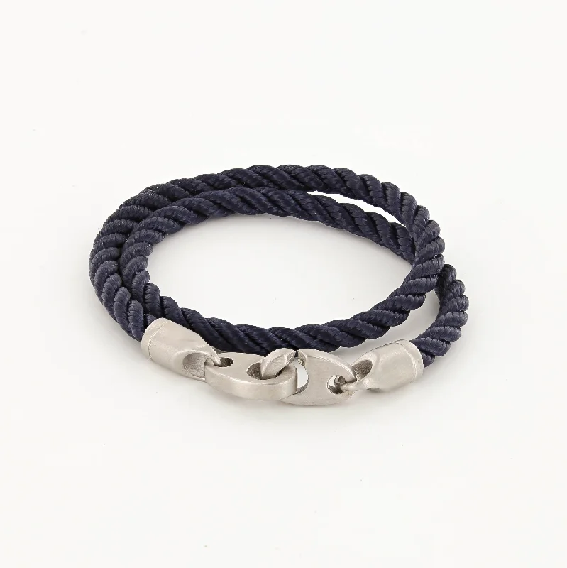 Sapphire stone bangles-Catch Double Wrap Rope Bracelet with Matte Stainless Steel Brummels