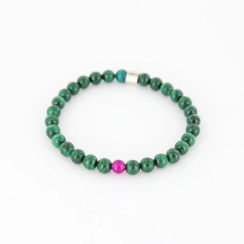 Clear crystal bangles-Men's Rayminder UV Awareness Bracelet in 6mm Malachite