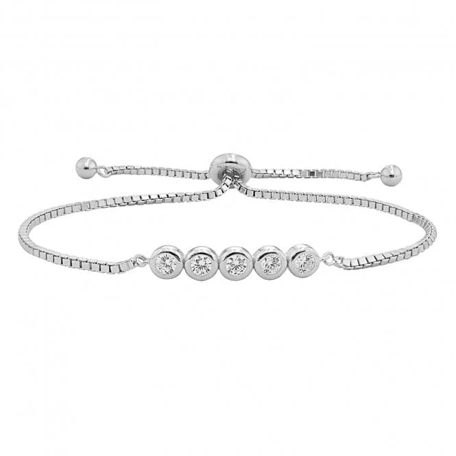 Shiny modern bracelets-Acotis Silver Bracelet Rub Over Zirconia Pull Style G2675