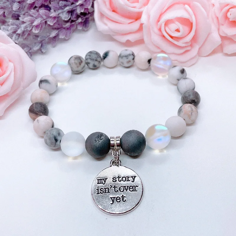 Ruby bracelets-My Story Isn't Over Classic Charm Bracelet Druzy