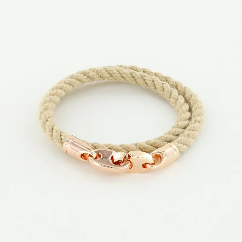 Solid cuff bangles-Lure Double Wrap Rope Bracelet with Rose Gold Brummels