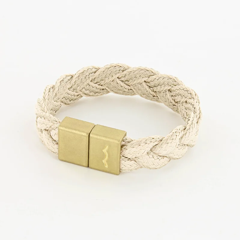 Ripple pattern bracelets-League Bracelet with Braid and Magnetic Clasp in Brass