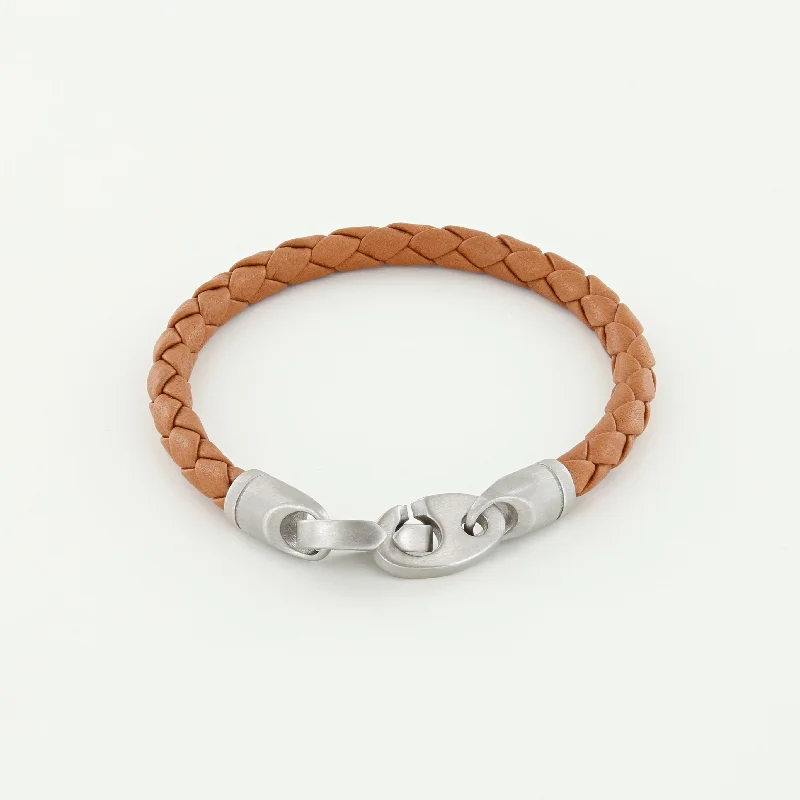 Fine stack bracelets-Catch Single Wrap Leather Bracelet with Matte Stainless Steel Brummels