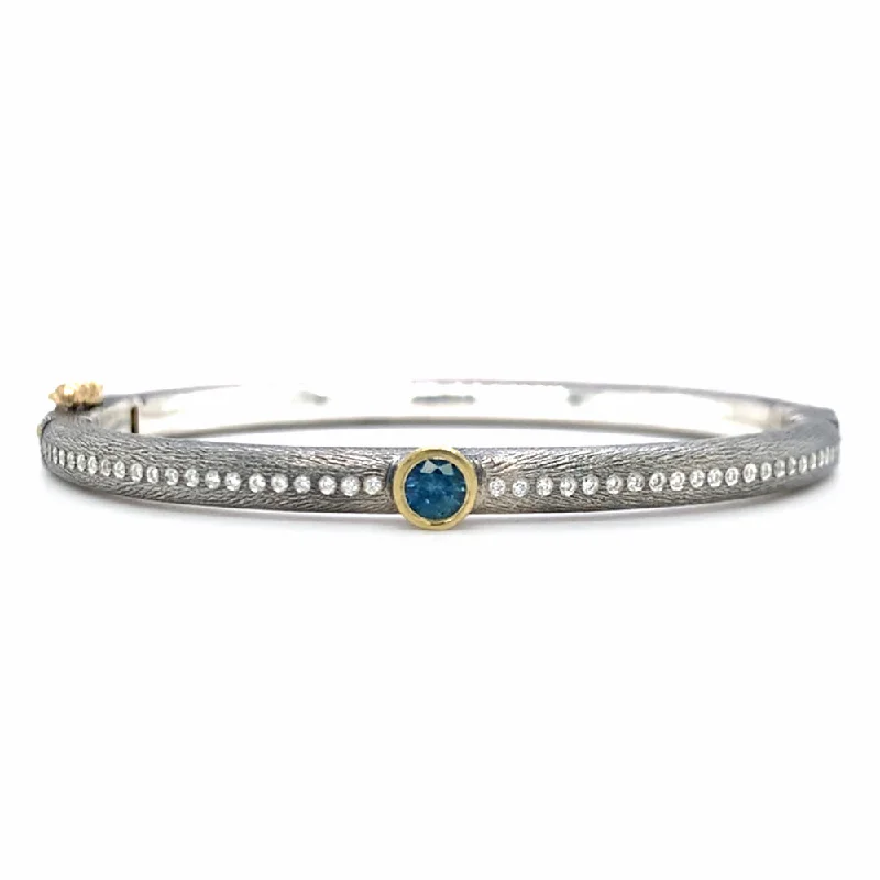 Soft enamel bracelets-Montana Sapphire & Diamond Bangle Bracelet - "Gypsy Lux"