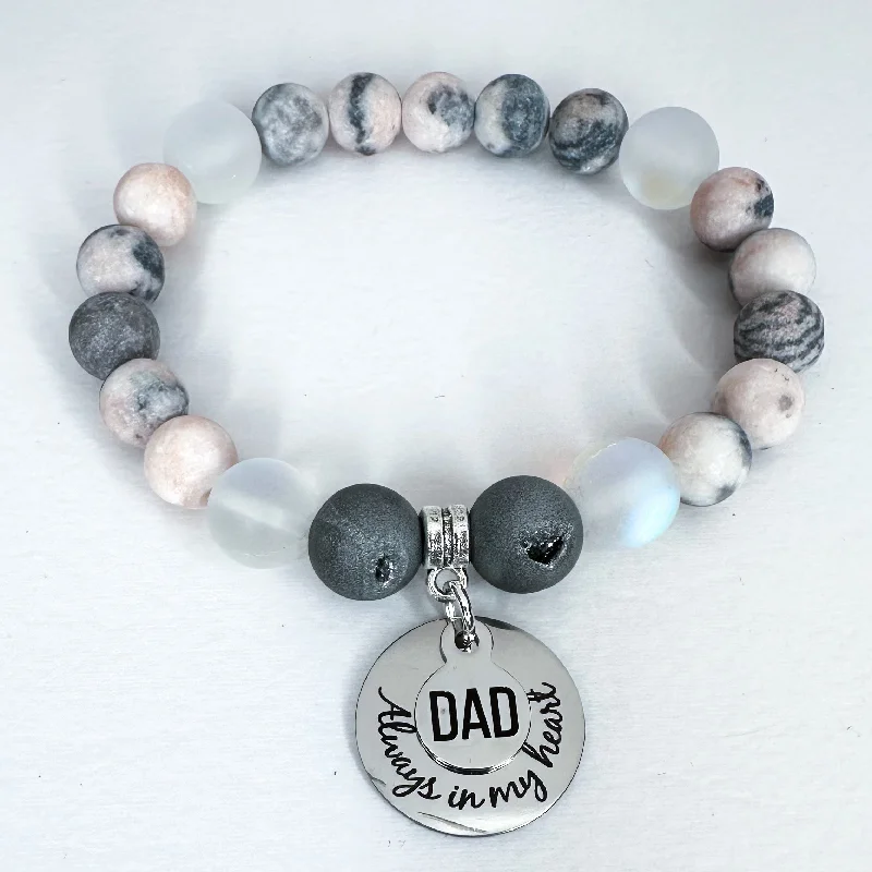 Solid cuff bangles-Dad: Always in my Heart Classic Charm Bracelet Druzy