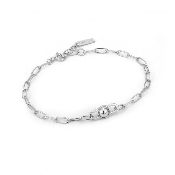 Tri-tone bracelets-Silver Orb Link Chunky Chain Bracelet B045-02H