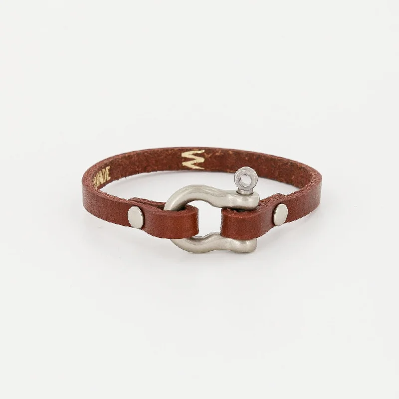 Flat metal bangles-Single Wrap Leather Shackle Bracelet