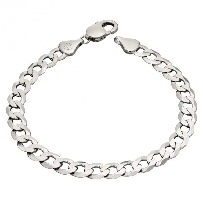 Grace charm bangles-Sterling Silver Diamond Cut Platinum Curb Chain 22cm Bracelet B5324