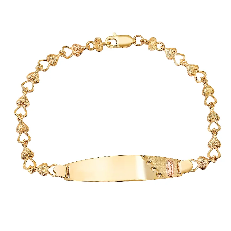 Pure shine bracelets-14K Gold Heart Links Guadalupe ID Bracelet