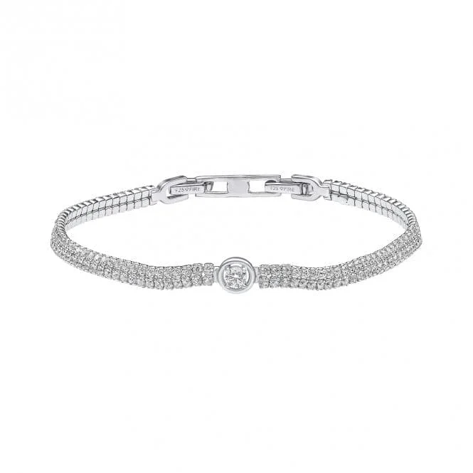 Reed weave bangles-Sterling Silver Clear Cubic Zirconia Bracelet B5476