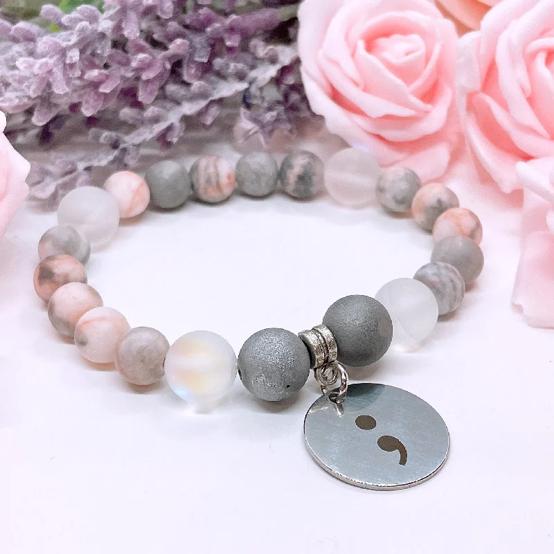 Fine rose bangles-Semicolon Classic Charm Bracelet Bracelet Druzy