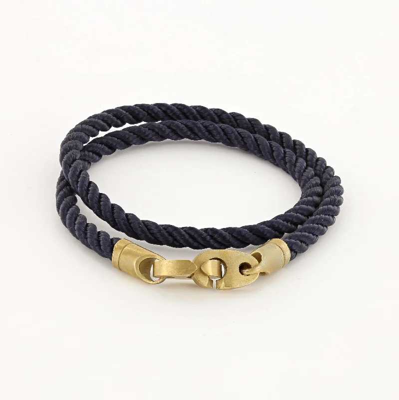 Solid cuff bangles-Journey Double Wrap Rope Bracelet with Matte Brass Brummels