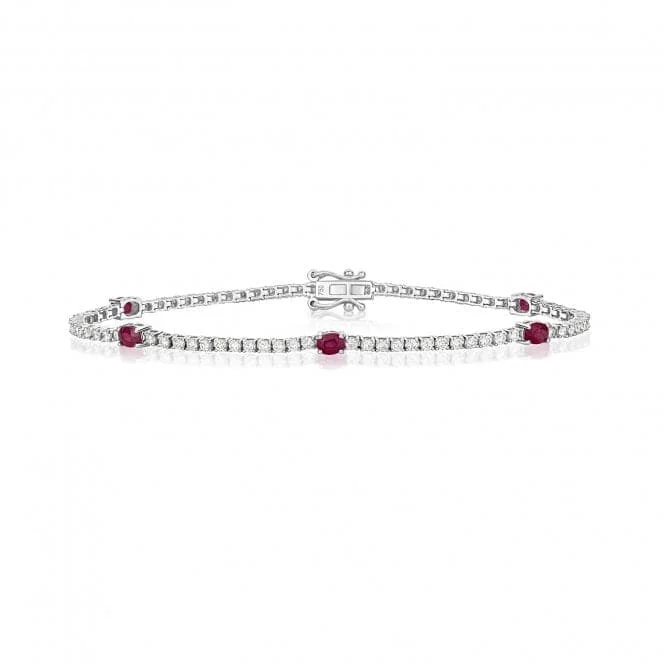 Bead edge bangles-18ct White Gold Diamond And Ruby Bracelet BDQ202WR