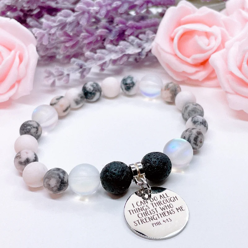 Braided thread bracelets-I Can Do All Things Through Christ Who Strengthens Me Classic Charm Bracelet Lava