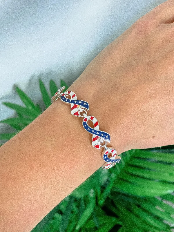 Fine thread bracelets-Patriotic Ribbon Magnetic Bracelet