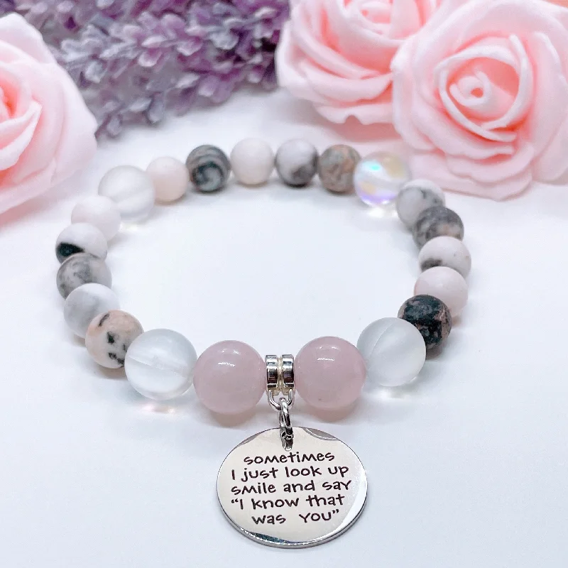 Stone-twisted bangles-Sometimes I Just Look Up Classic Charm Bracelet Rose Quartz