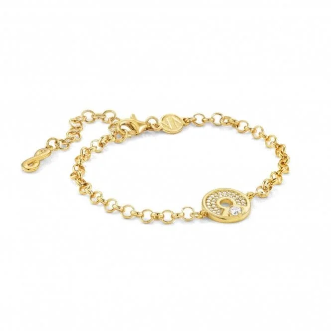 Fine thread bracelets-Sentimental Silver Zirconia Round Yellow Gold Bracelet 149201/016