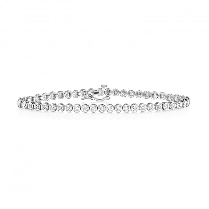 Beaded cluster bracelets-Diamond Jewellery 9ct White Gold Diamond Tennis Bracelet BD013W