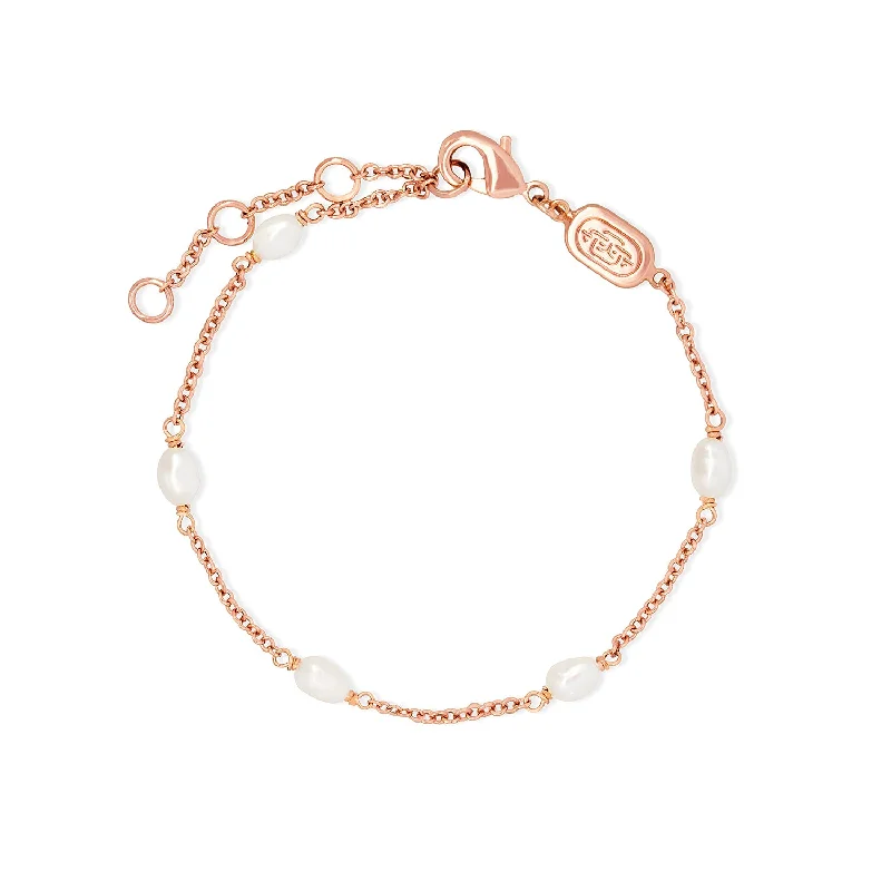 Aged lock bracelets-Rose Gold Pearlette Bracelet