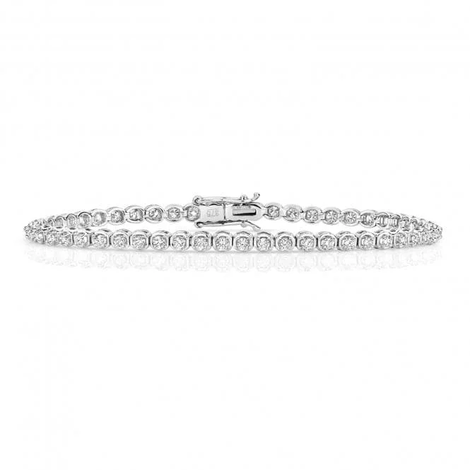 Elastic thread bracelets-Diamond Jewellery 9ct White Gold Diamond Bracelet BD029W