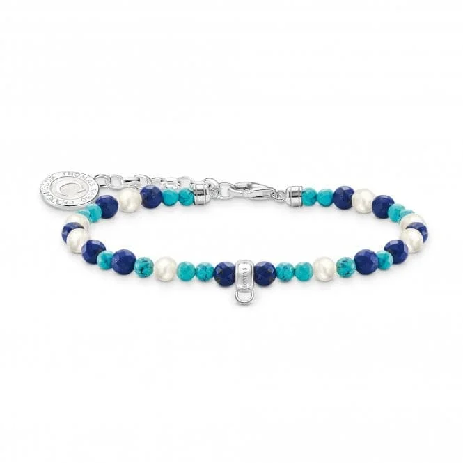 Open frame bracelets-Sterling Silver Enamel Freshwater Pearl Multicoloured Bracelet A2141-158-7