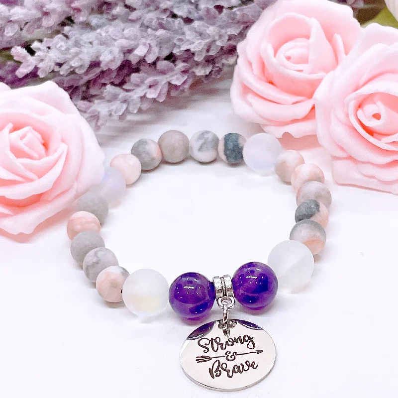 Fine clay bracelets-Strong & Brave Classic Charm Bracelet Amethyst