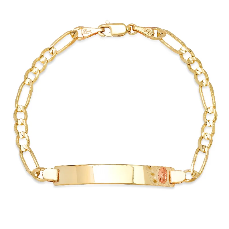 Square shape bracelets-14K Yellow Gold 100 Figaro Ladies ID Bracelets