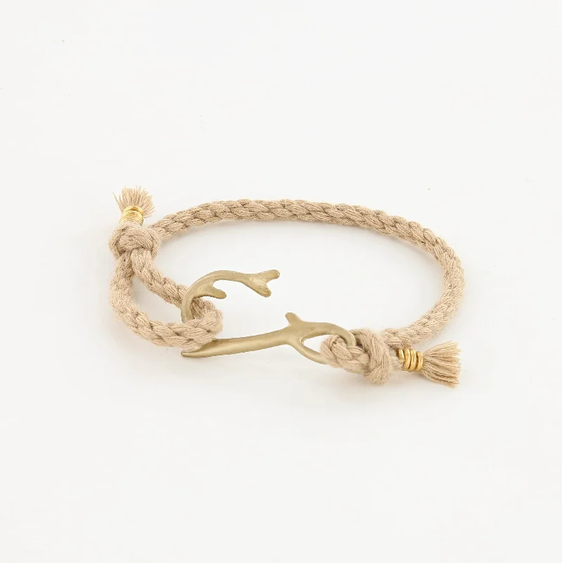 Fine thread bracelets-Coral Hook Rope Bracelet in Matte Brass