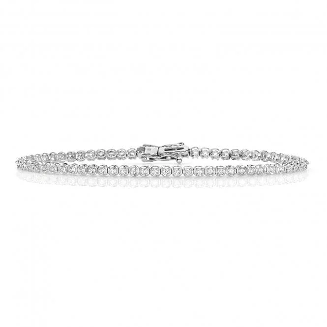 Solid chain bracelets-Diamond Jewellery 9ct White Gold Diamond Bracelet BD027W