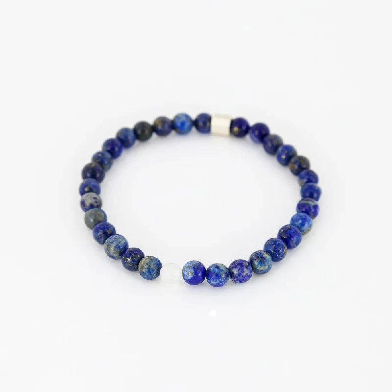 Woven tribal bangles-Men's Rayminder UV Awareness Bracelet in 6mm Lapis Lazuli