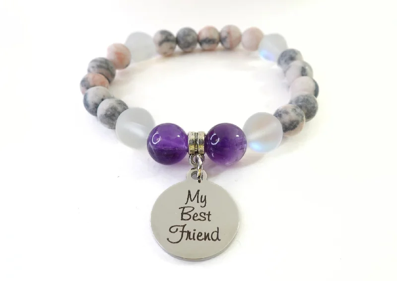 Square gem bracelets-My Best Friend Classic Charm Bracelet Amethyst