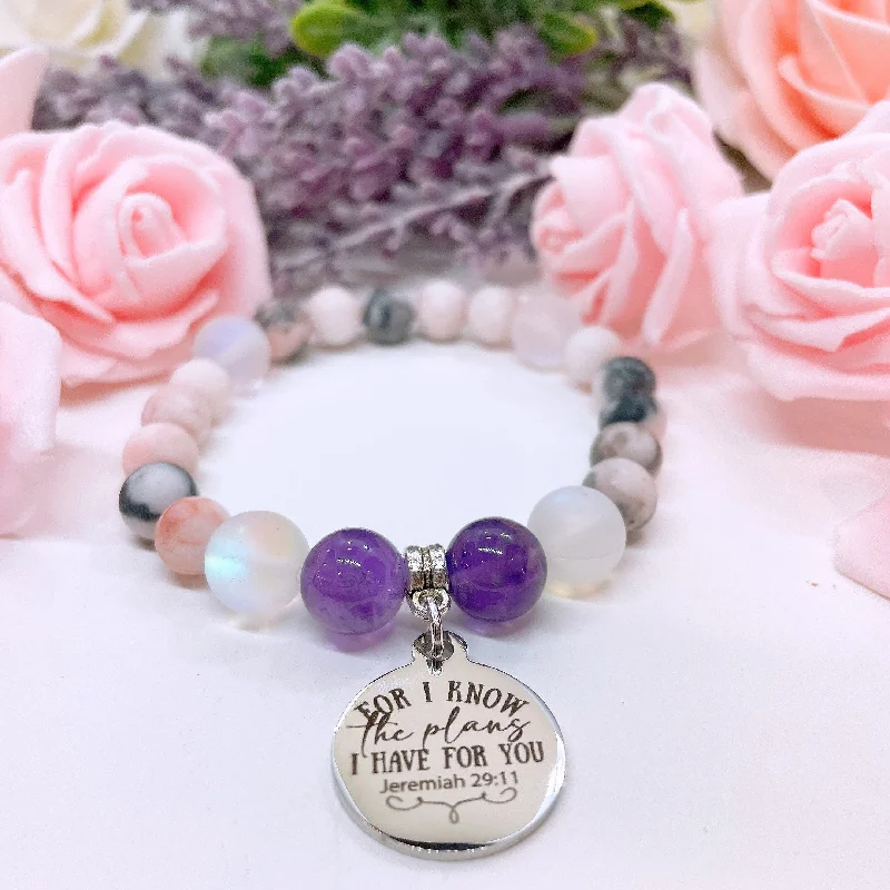 Fine accent bracelets-For I Know the Plans I Have for You Classic Charm Bracelet Amethyst