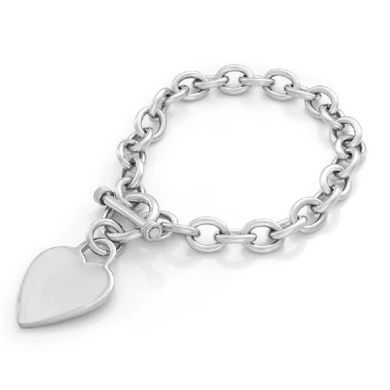 Ocean bead bangles-Sterling Silver Heart Toggle Bracelet