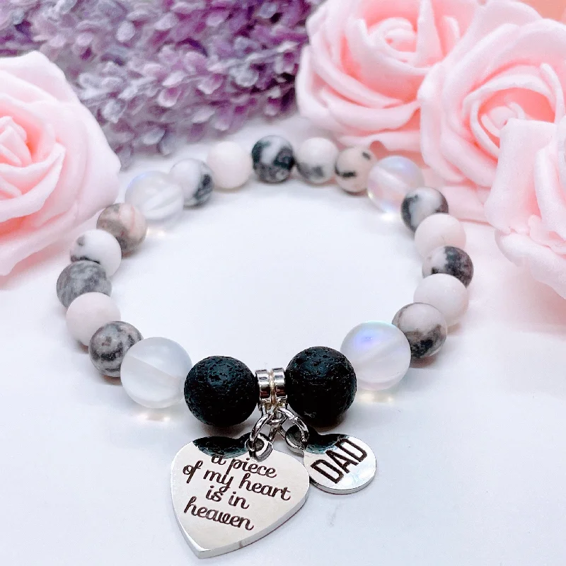 Woven thread bracelets-Dad: A Piece of my Heart is in Heaven Classic Charm Bracelet Lava