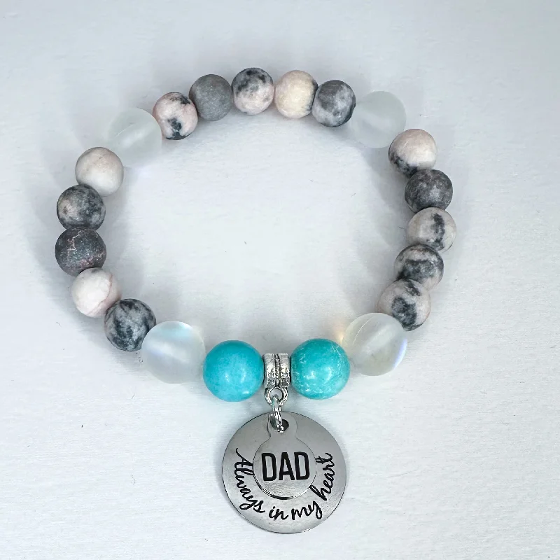 Thread edge bangles-Dad: Always in my Heart Classic Charm Bracelet Turquoise