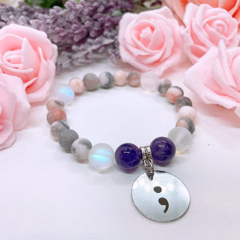 Slide clasp bracelets-Semicolon Classic Charm Bracelet Amethyst